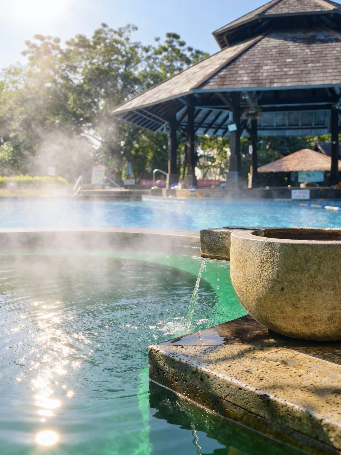 Open-air pool with pavilion